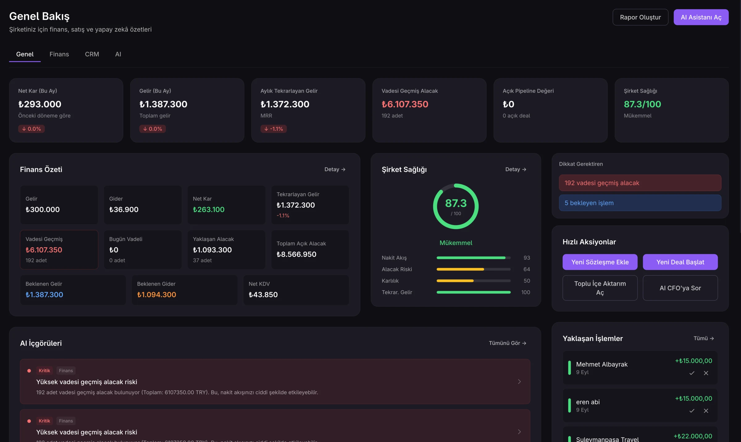 Karta finance and CRM workspace